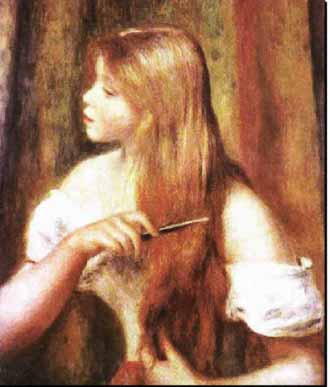 Femme peignant ses cheveux de Renoir
